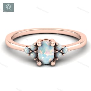 Dainty Opal Ring, Opal Stacking Ring, White Fire Opal Ring, Gold Opal Ring, Sterling Silver Opal Ring, Delicate Opal Ring, Bridesmaid Gift