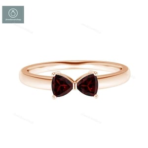 Genuine Natural Garnet Ring, Promise Wedding Ring, Solid Sterling Silver Ring, Birthstone Ring, Red Gemstone Ring, 14K 18K Gold Ring Gift