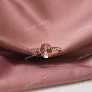 Vintage Oval Morganite Engagement Ring: Art Deco Sterling Silver