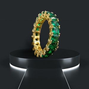 Emerald Band, Eternity Band, Matching Band Ring, Dainty Stacking Ring, Emerald Wedding Band, Anniversary Ring, Emerald Birthstone Ring