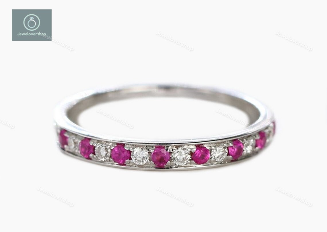 Pink Sapphire Ring, 14K Gold Ring, Unique Wedding Band Ring, Stacking Ring, Minimalist Ring, Matching Band Ring, Natural Pink Sapphire Ring