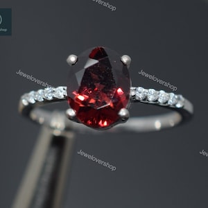 Garnet Ring, Gold Ring, Gemstone Ring, Garnet Jewelry, January Birthstone Ring, Red Garnet Ring, Dainty Ring, Delicate Ring, Gift For Womens