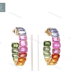 Genuine Multi Sapphire Earrings, Natural Sapphire Jewelry, Multi Colorful Jewelry, Sapphire Birthstone Earrings, Natural Sapphire Earrings