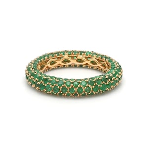 Emerald Eternity-band: 14 kt gouden stapelring, geboortesteen mei