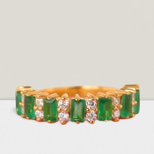Emerald Eternity Band: Sterling Silver Minimalist Ring