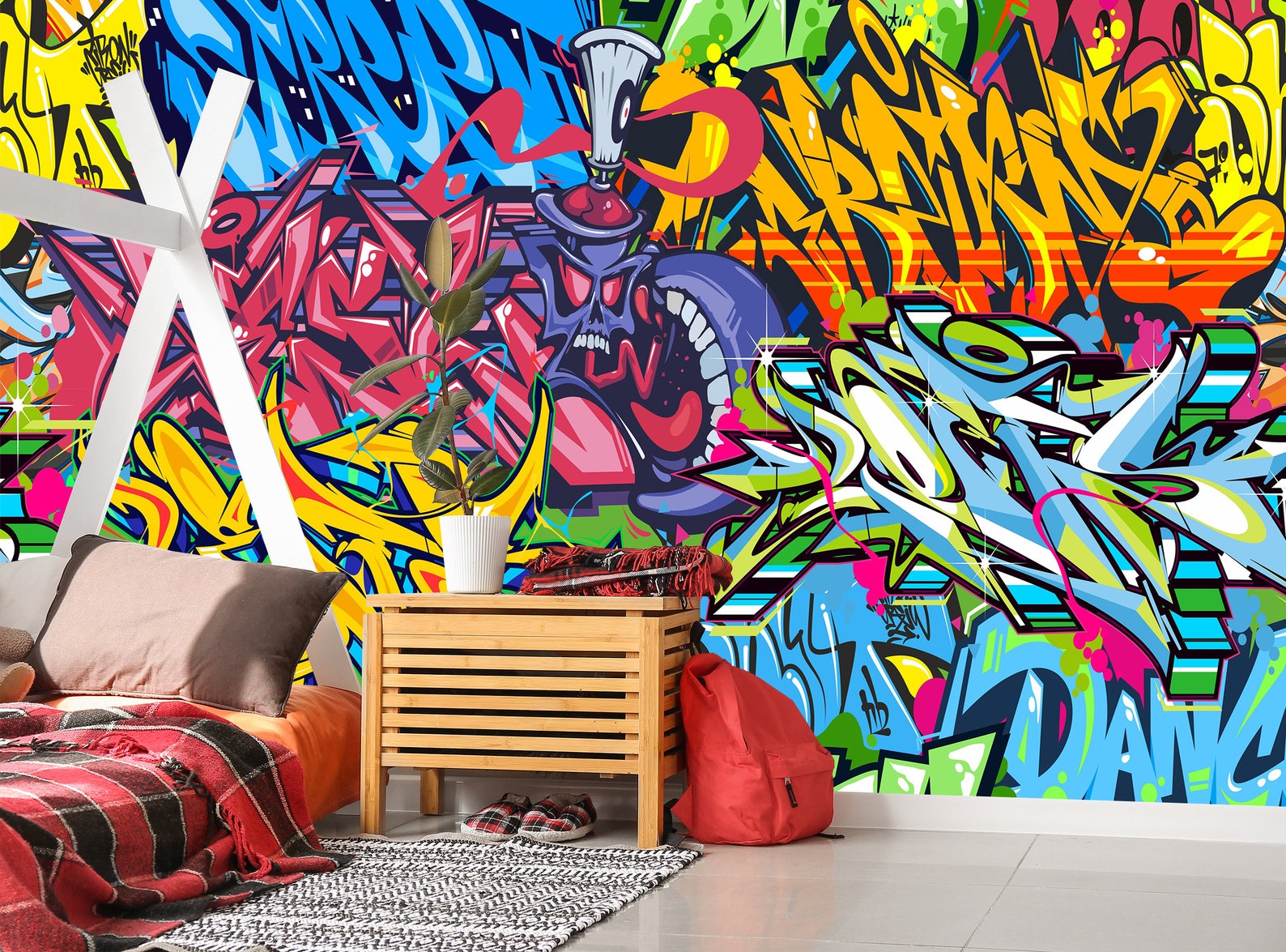 Graffiti Peel and Stick Wallpaper / Graffiti Wallpaper/ Etsy