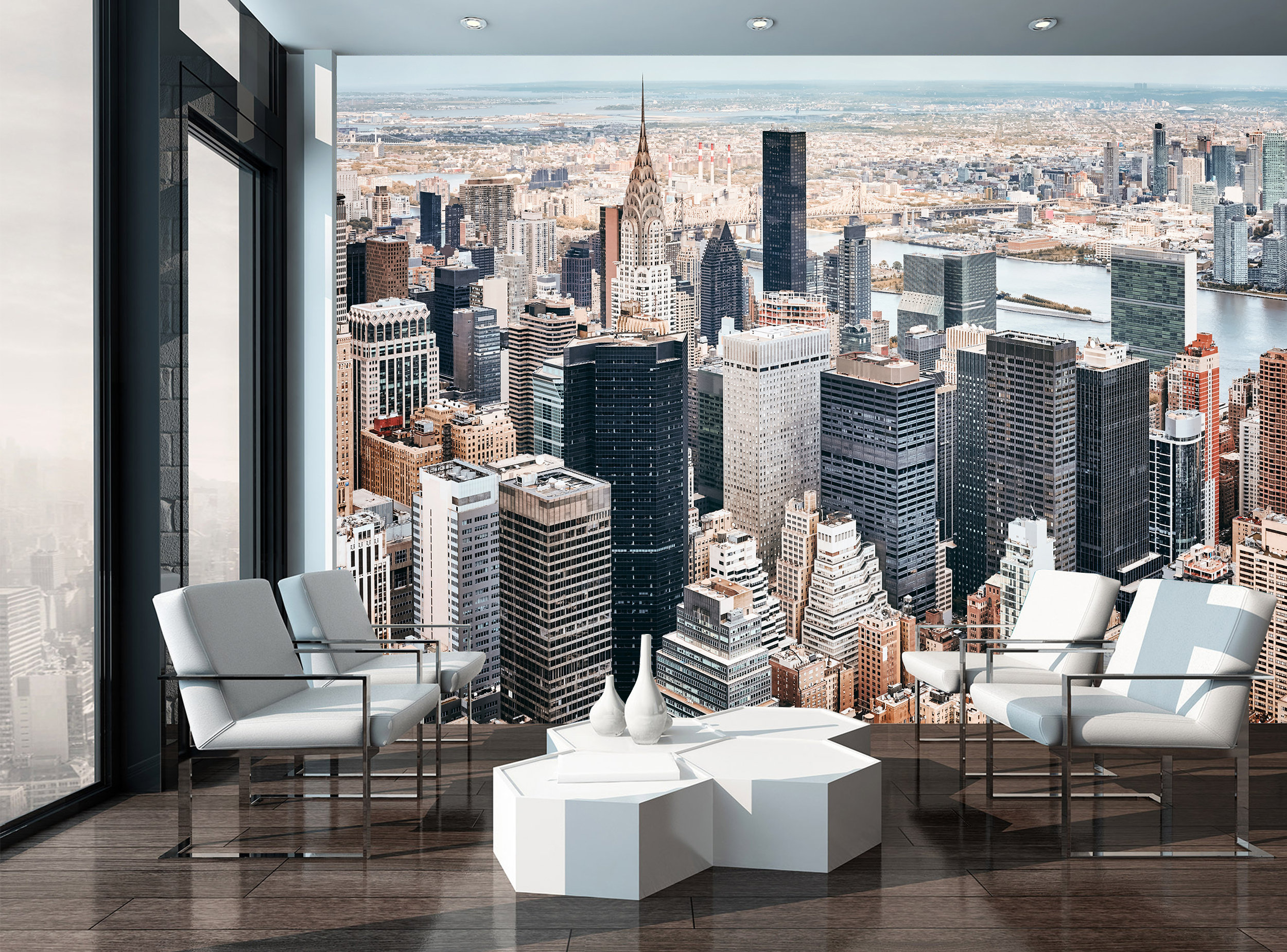 Manhattan City Skyline Wall Mural Peel and Stick Wallpaper Etsy