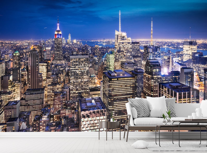 New York City Wall Mural Peel and Stick Wallpaper City Etsy