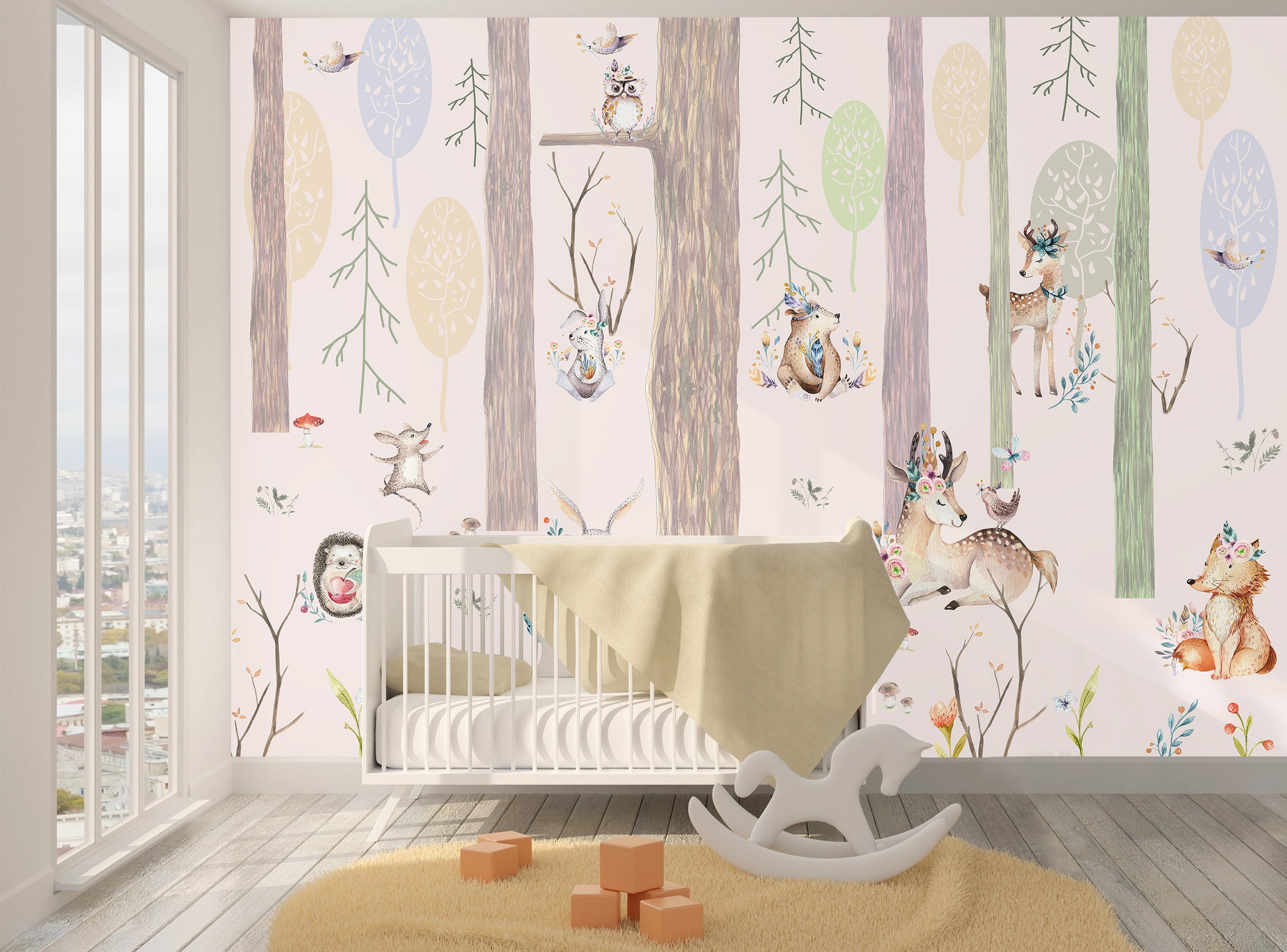 Forest Wallpaper Photo Wallpaper Nursery Woodland Children - Etsy
