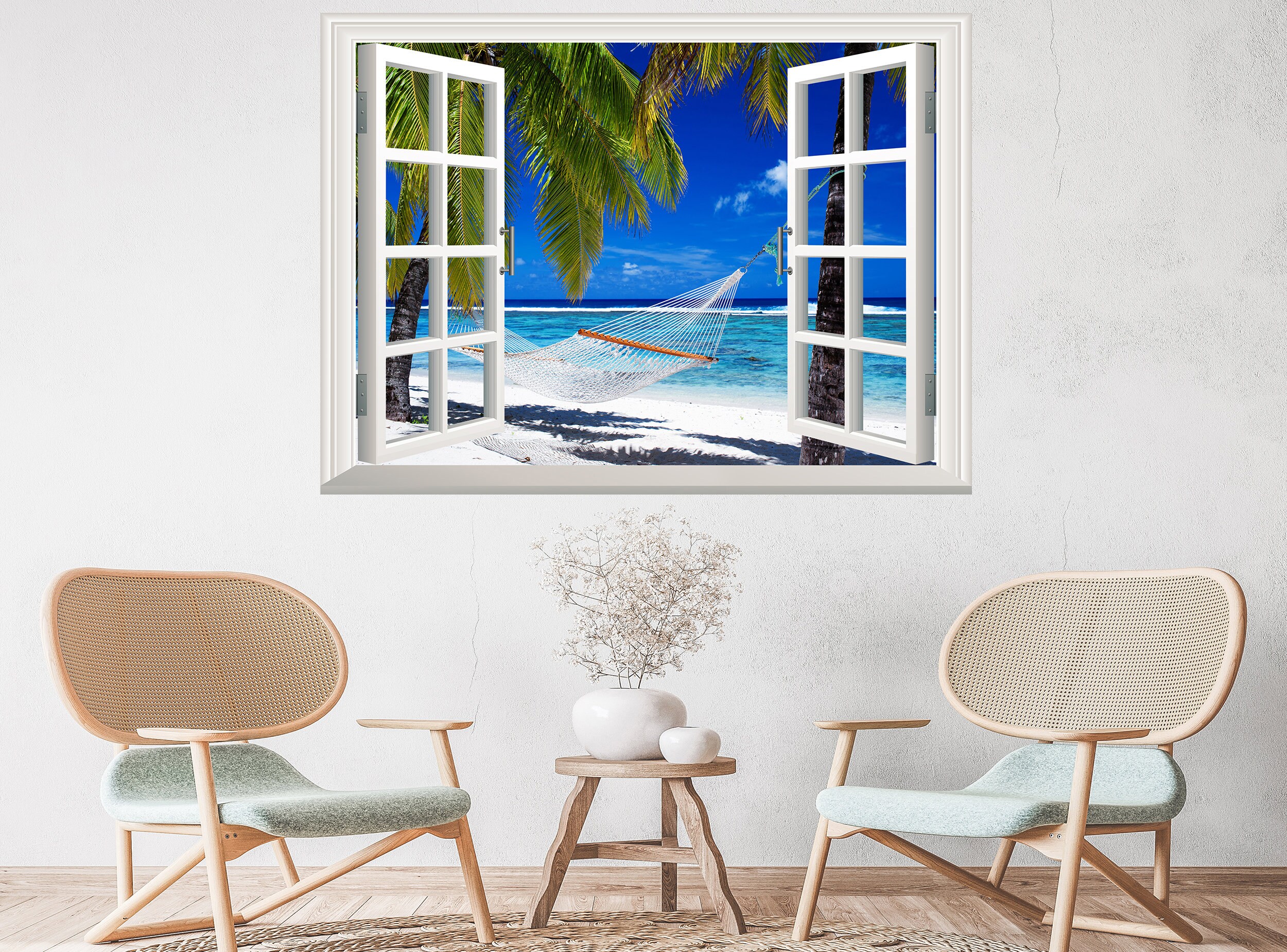Tropical Beach Wall Decal Wall Sticker 3D Window Effect View Etsy