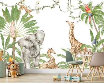 Jungle Safari Wallpaper Kids Room. Peel & Stick and - Etsy