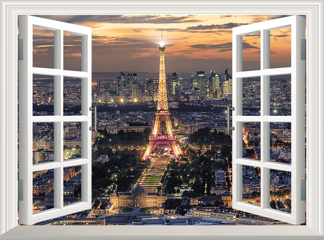 Paris Wall Sticker Paris Decor 3D Window Effect View Eiffel Tower Paris