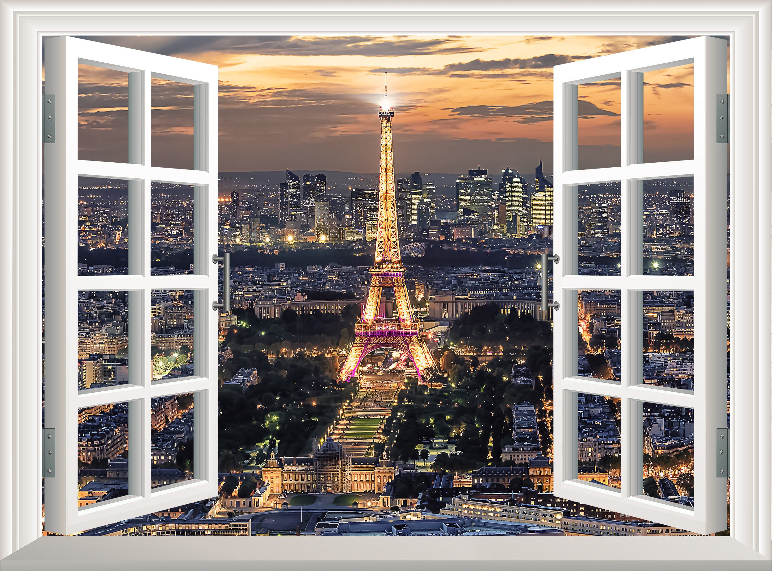 Paris Wall Sticker Paris Decor 3D Window Effect View Eiffel Etsy