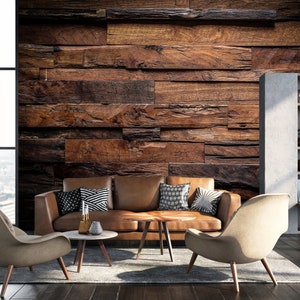 Hölzerne Tapete Wandbild: Schälen und Kleben Holz Wand Dekor