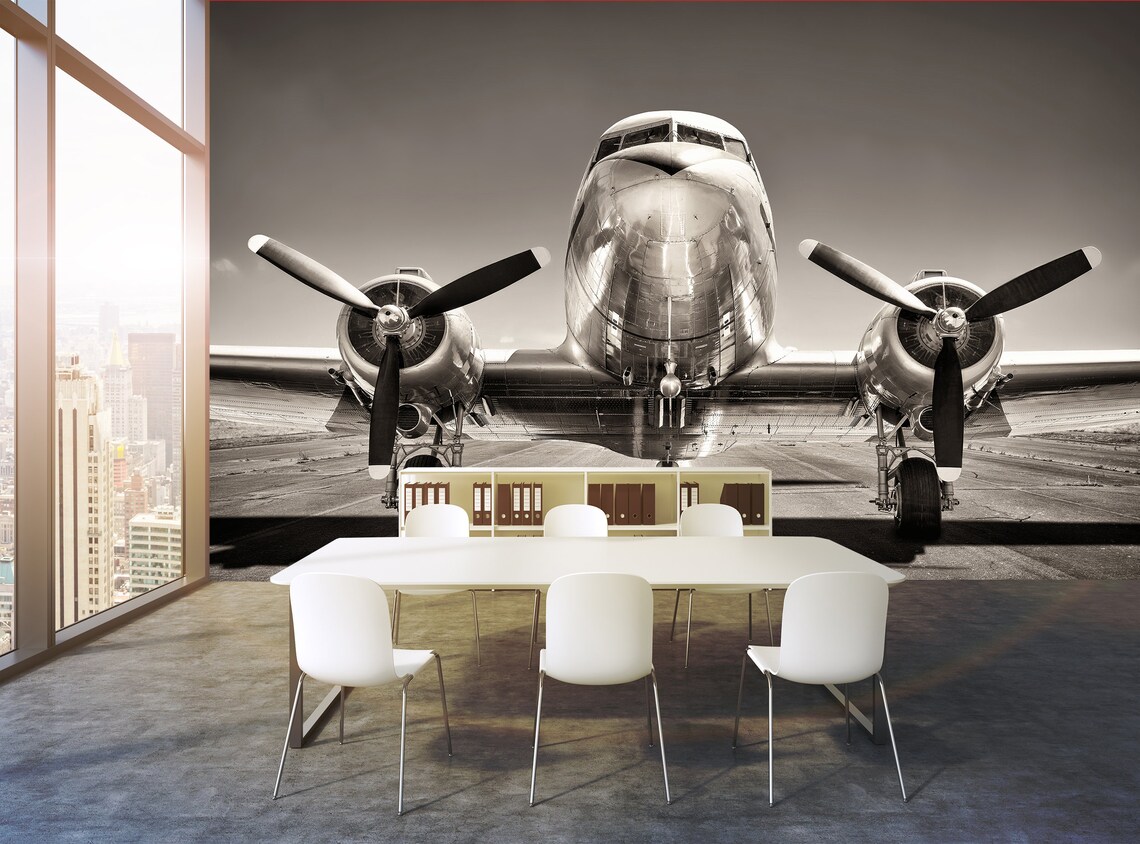 Airplane wallpaper Self Adhesive Peel and Stick Runway | Etsy