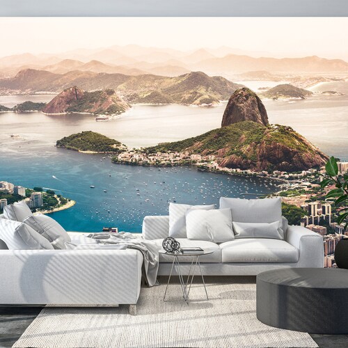 City Wallpaper Rio de Janeiro Wall Mural Peel and Stick Removable Decor Home Decor Cafe Design top Living Room Entryway Landscape Mountain View