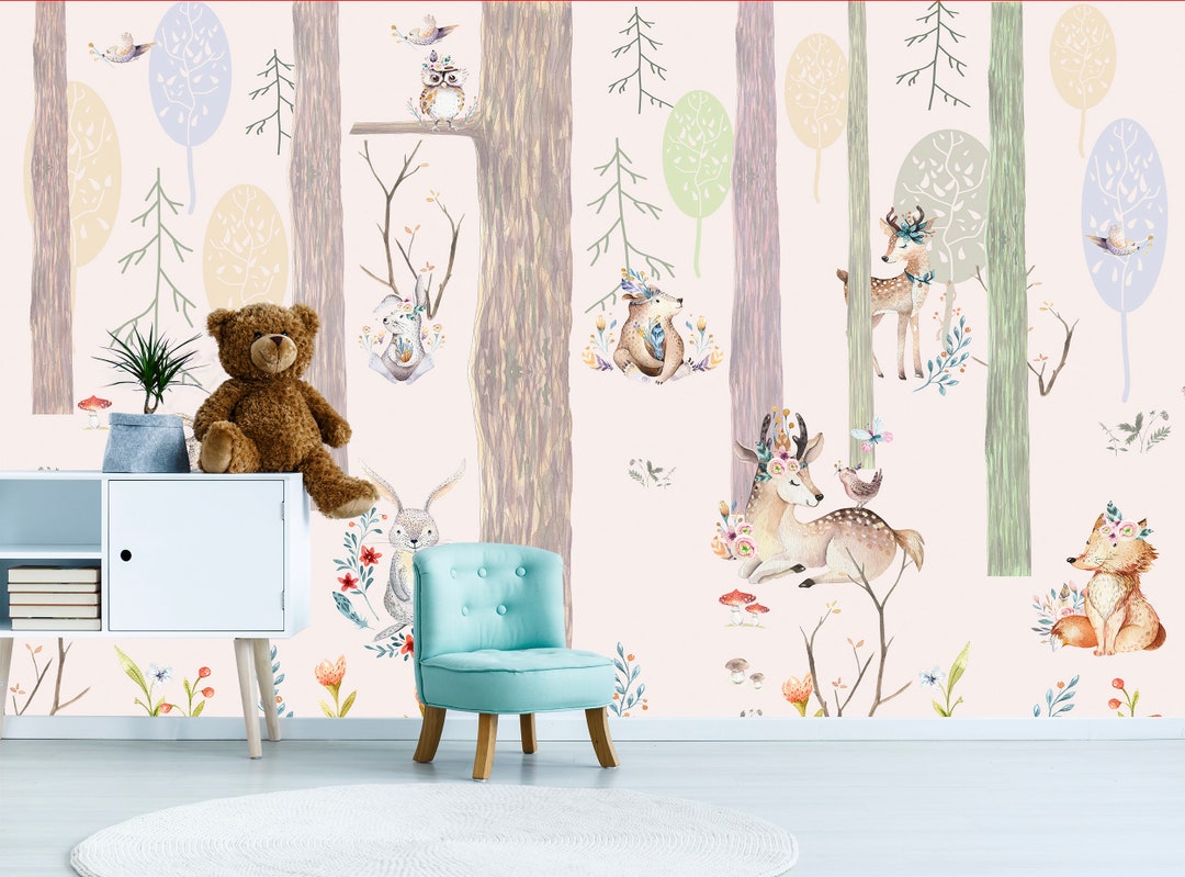 Forest Wallpaper Photo Wallpaper Nursery, Woodland, Children Wall Mural