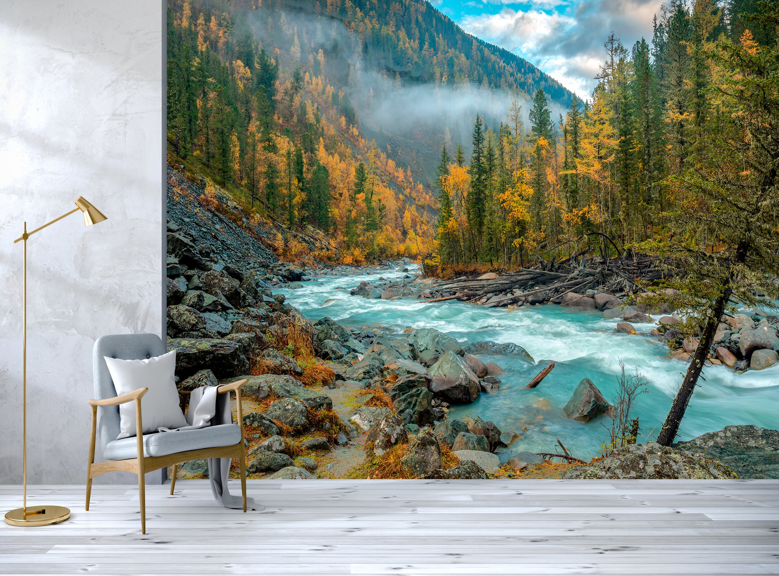 River WALL MURAL Autumn Forest Wallpaper Large Photo Etsy Ireland