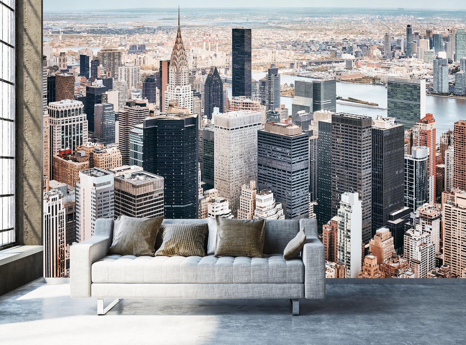 Manhattan City Skyline Wall Mural Peel and Stick Wallpaper Etsy