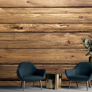 Dark Wood Wall Mural: Peel and Stick Wood Wallpaper