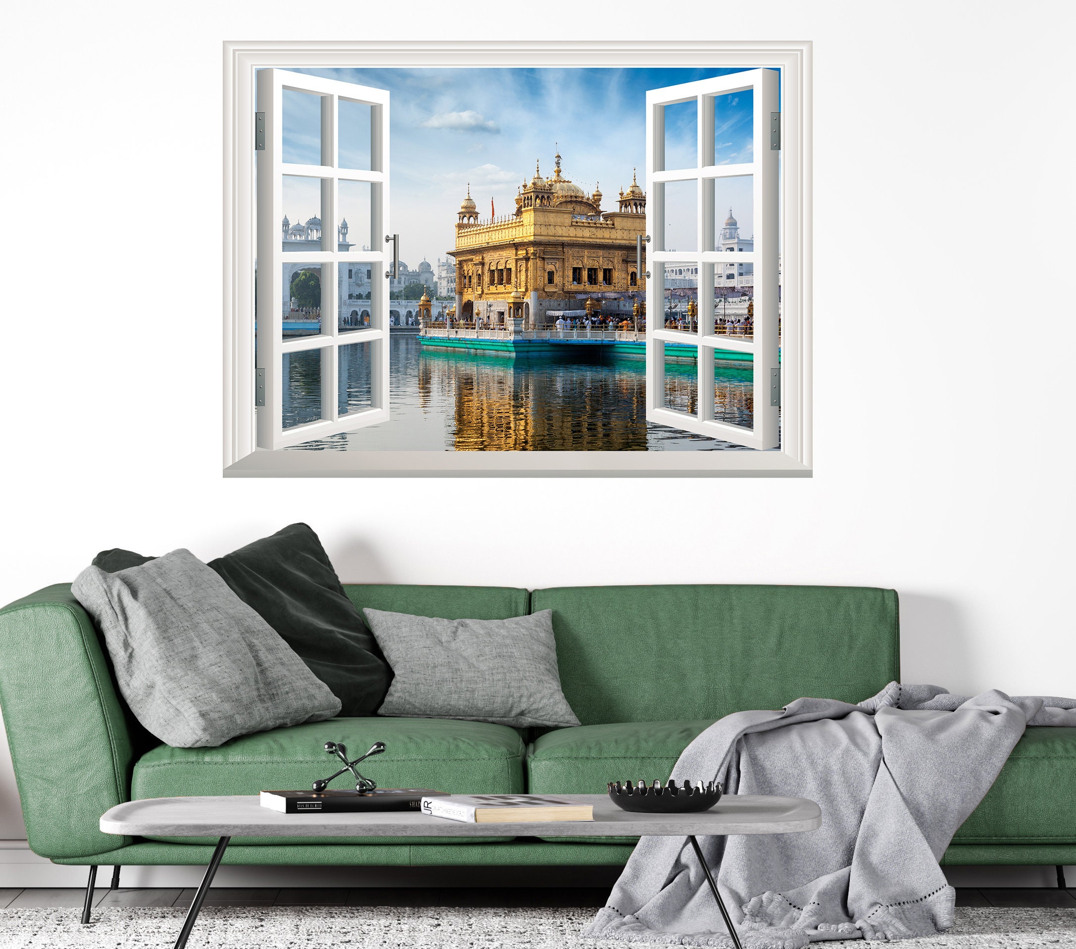 Golden Temple Wall Decal Wall Sticker 3D Window Effect View Etsy