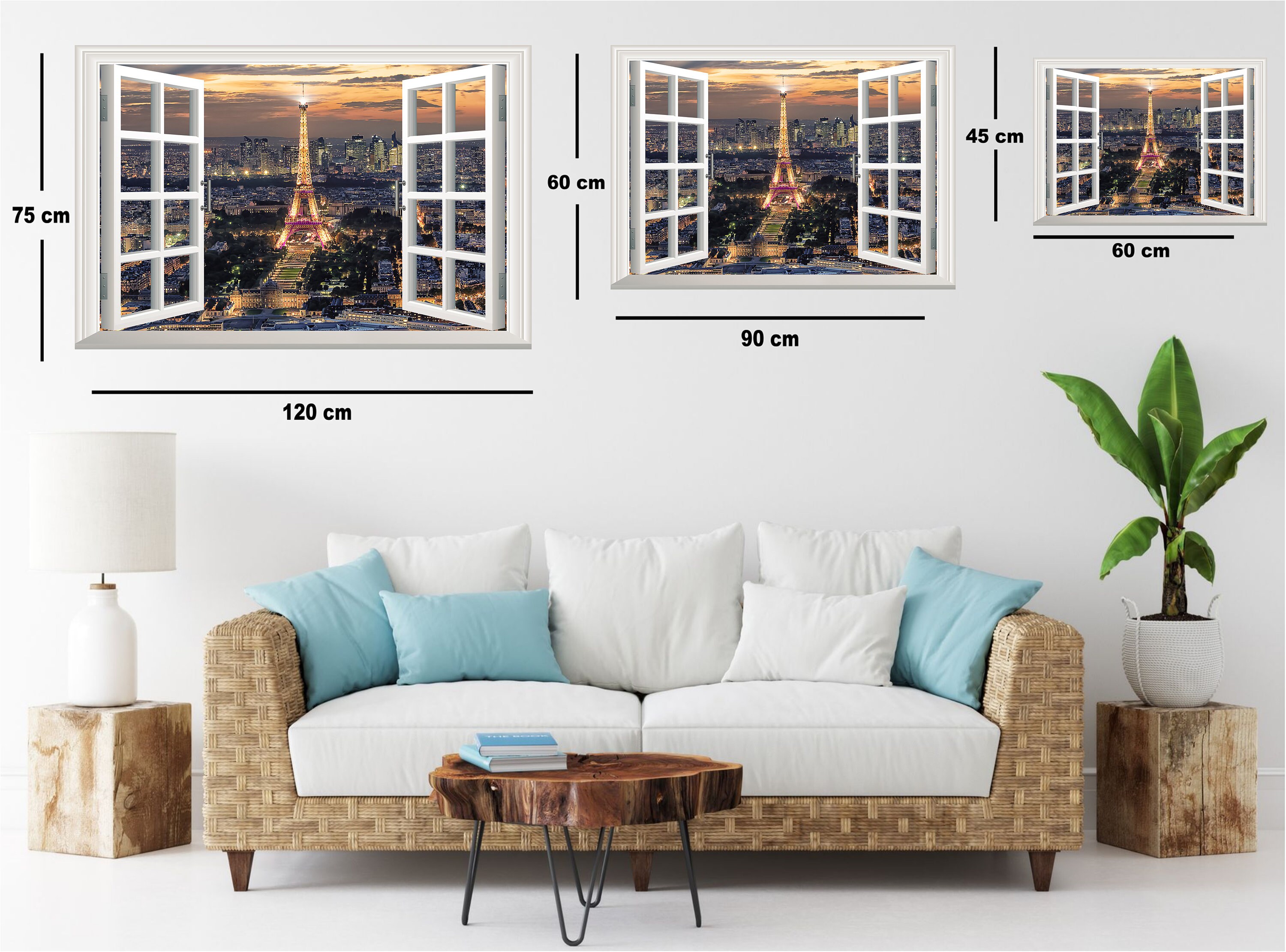 Paris Wall Sticker Paris Decor 3D Window Effect View Eiffel Etsy