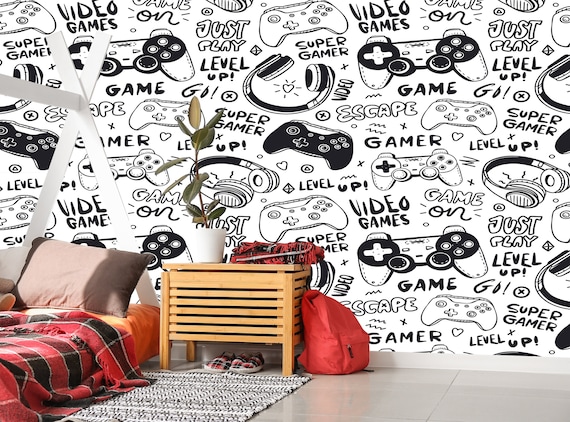 Gamer Wallpaper / Gaming Wallpaper / Teenager Wall Mural / Removable /  Video Game / Peel and Stick / Photo Wall Decor / Wall Art / Poster 