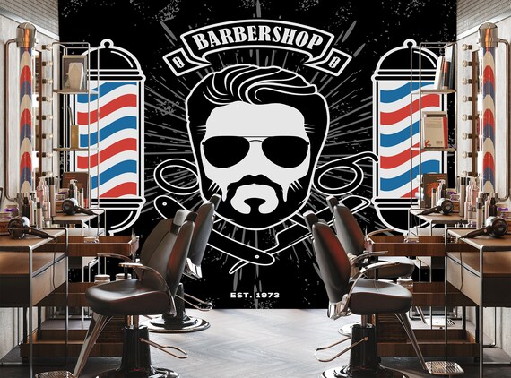 Barber Wallpaper 3D Barber Shop Wallpaper Tools Wall Mural - Etsy