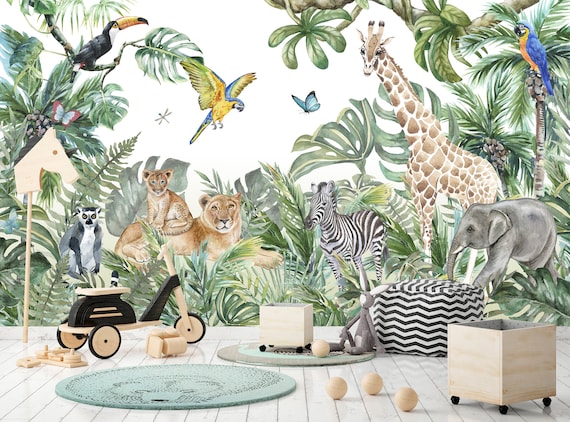 Jungle Theme Wallpaper Safari Wallpaper Jungle Wallpaper - Etsy