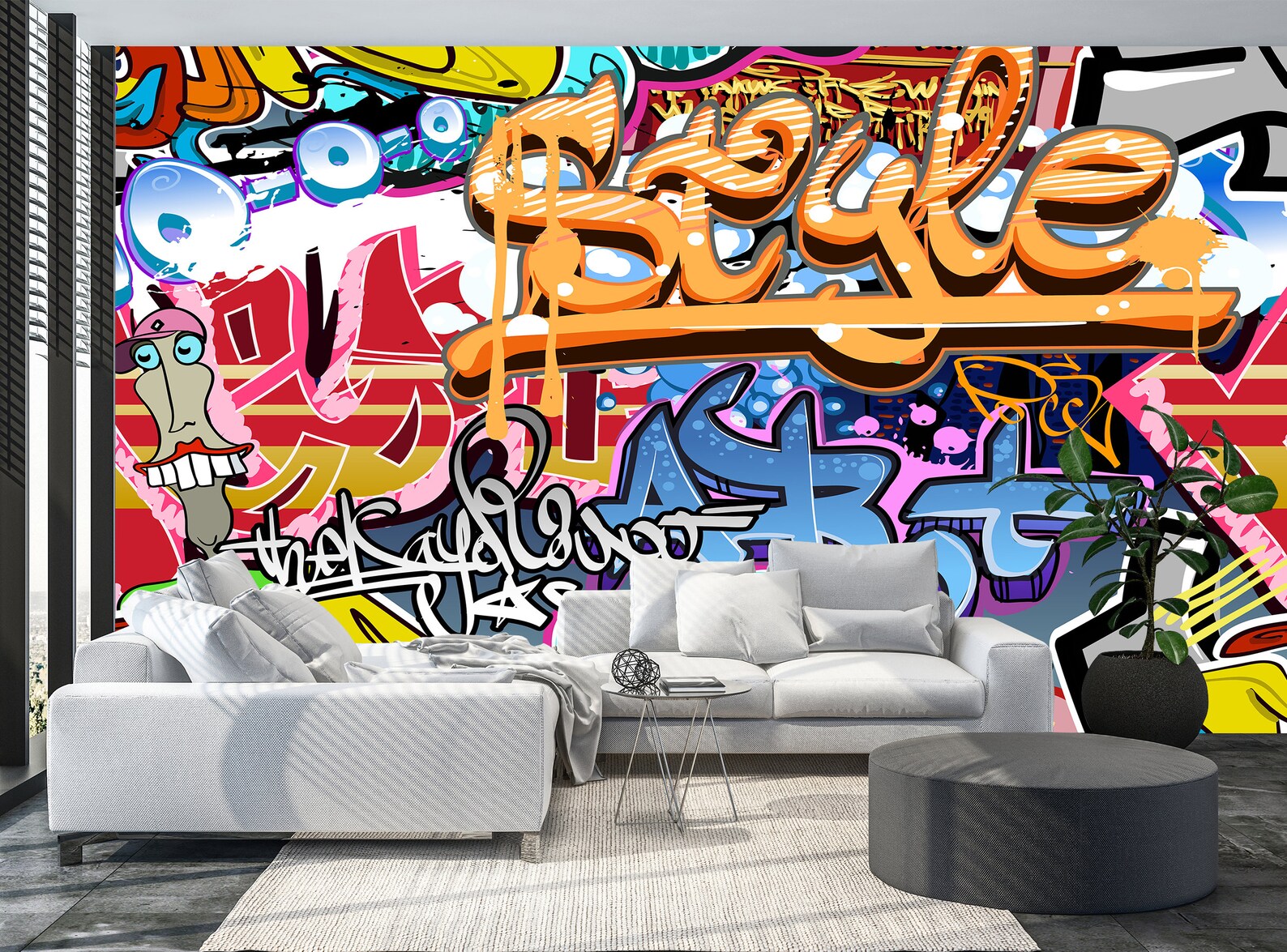 Graffiti Peel and Stick Wallpaper / Graffiti Wallpaper/ | Etsy