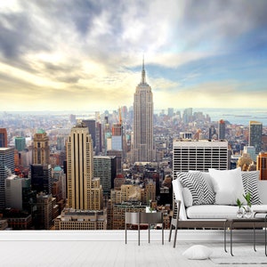 New York City Wallpaper, City Wall Mural, Peel and Stick Wallpaper, City Wallpaper, Skyline Wall Mural, Removable, Lounge Office Loft Modern