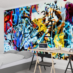 Graffiti Wall Mural: Peel and Stick Teen Room Decor