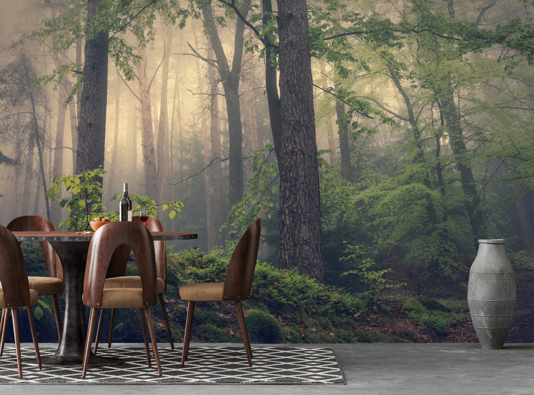 Forest Wallpaper, Forest Wall Mural, Photo, Peel and Stick Wallpaper