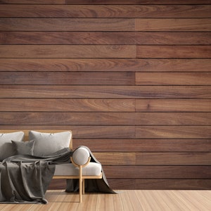 Dunkles Holz Wandbild: Holz Tapete schälen und aufkleben