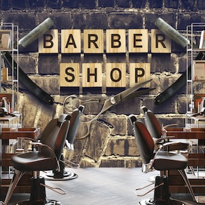 Barber Shop Wallpaper Wandbild: Selbstklebende Wanddekoration