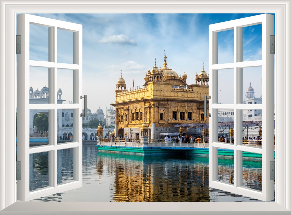 Golden Temple Wall Decal Wall Sticker 3D Window Effect View Etsy