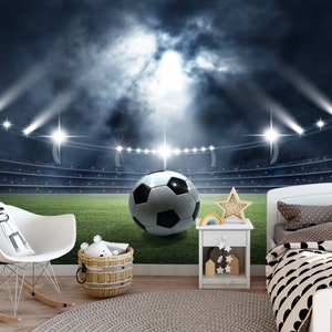 Football Theme Ball Soccer Fire Wallpaper Mural Bedroom Playroom