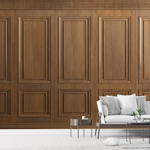 Dark Wood Panel Wallpaper: 3D Textured Peel and Stick Wall Mural