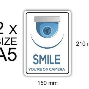 Smile You&#39;re On Camera Sticker: Waterproof Vinyl Decal (A5, Pack of 2)