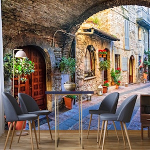 Italy Street Scene Wall Mural: Peel and Stick Wallpaper