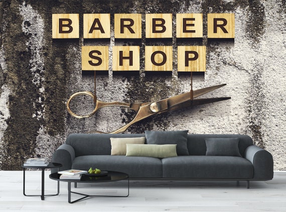3D Concept Barber Shop Wallpaper Wall Mural Decal Photo - Etsy 3D Concept Barber Shop Wallpaper Wall Mural Decal Photo - Etsy