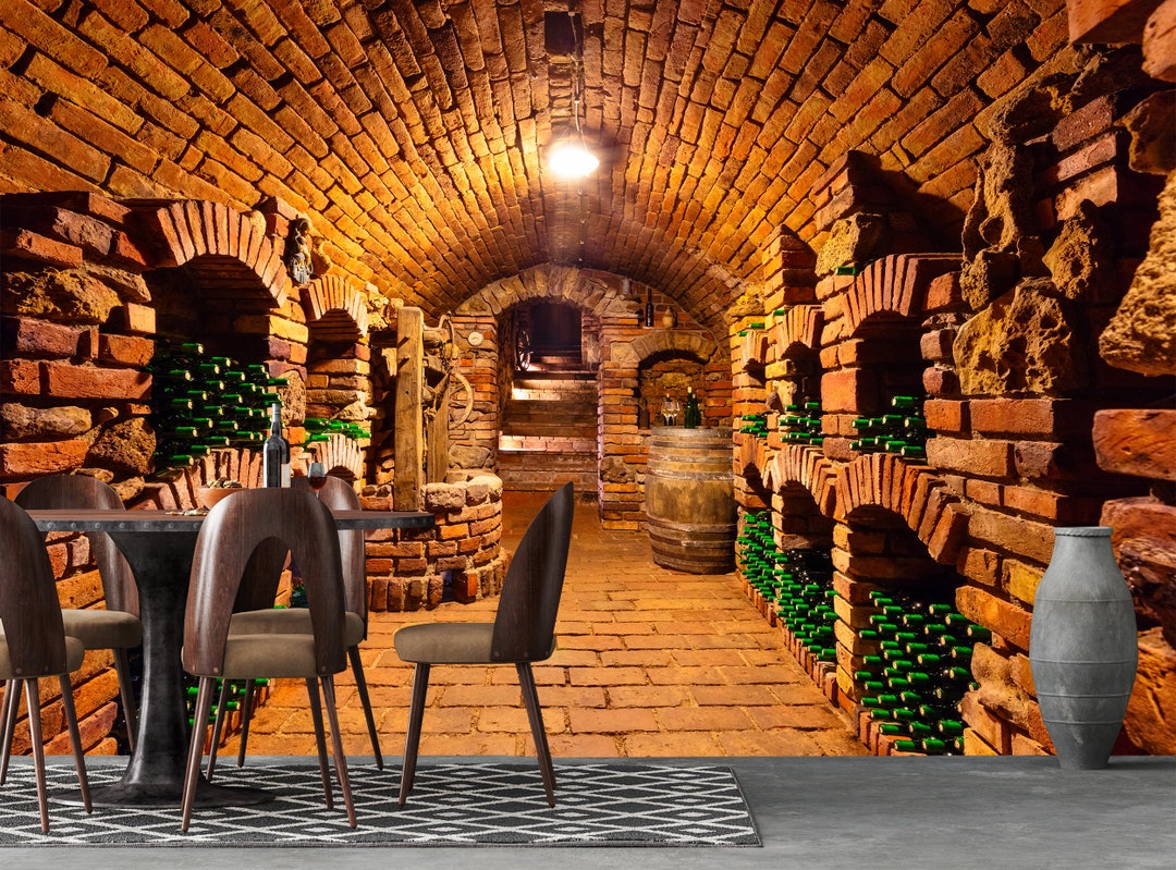 Image showcasing Wine Cellar Wallpaper, Bar Wallpaper, Peel and Stick, Cell Mural ...