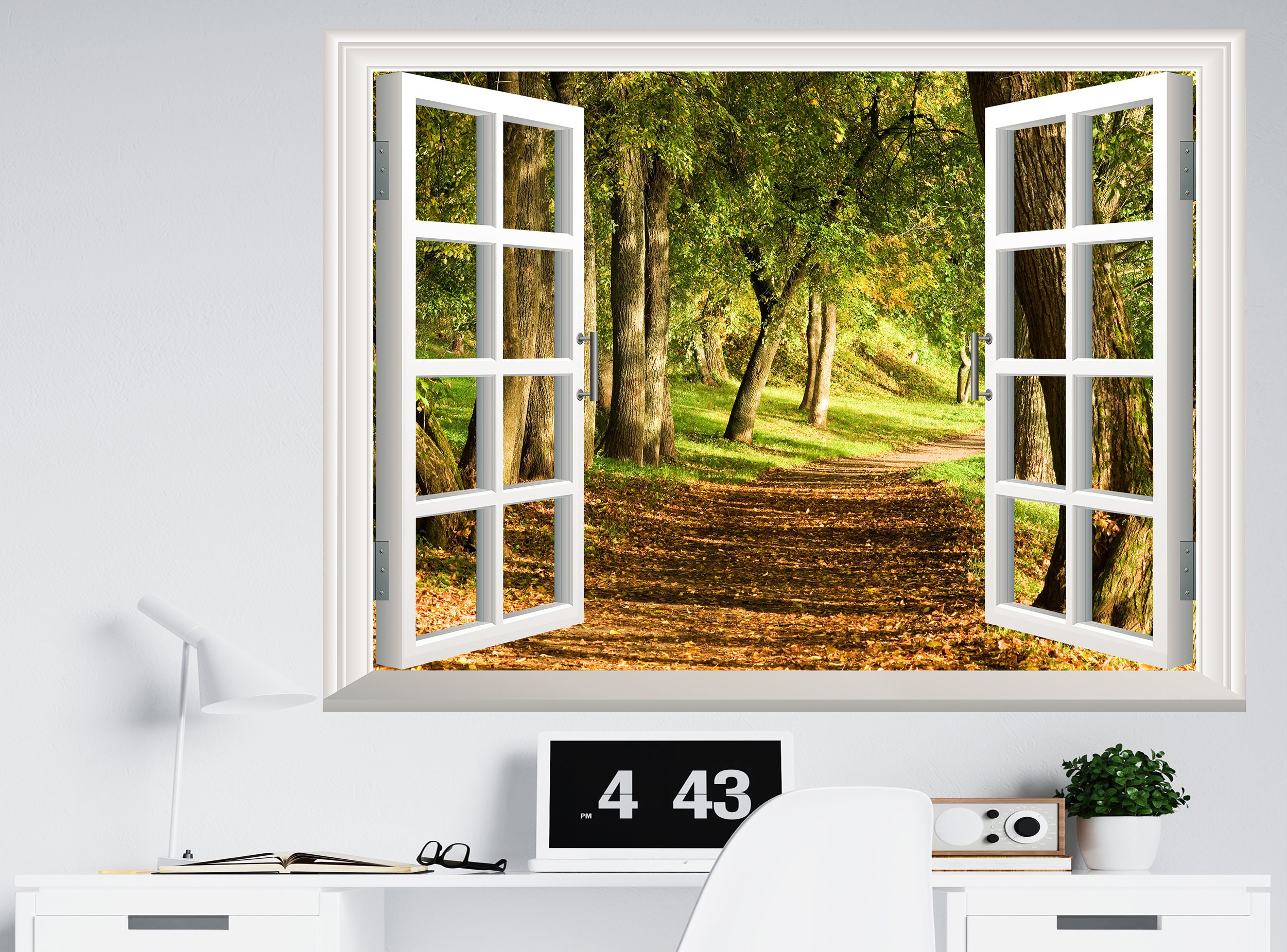 Wald Wandtattoo Wandaufkleber 3D Fenster Effekt Aussicht Natur