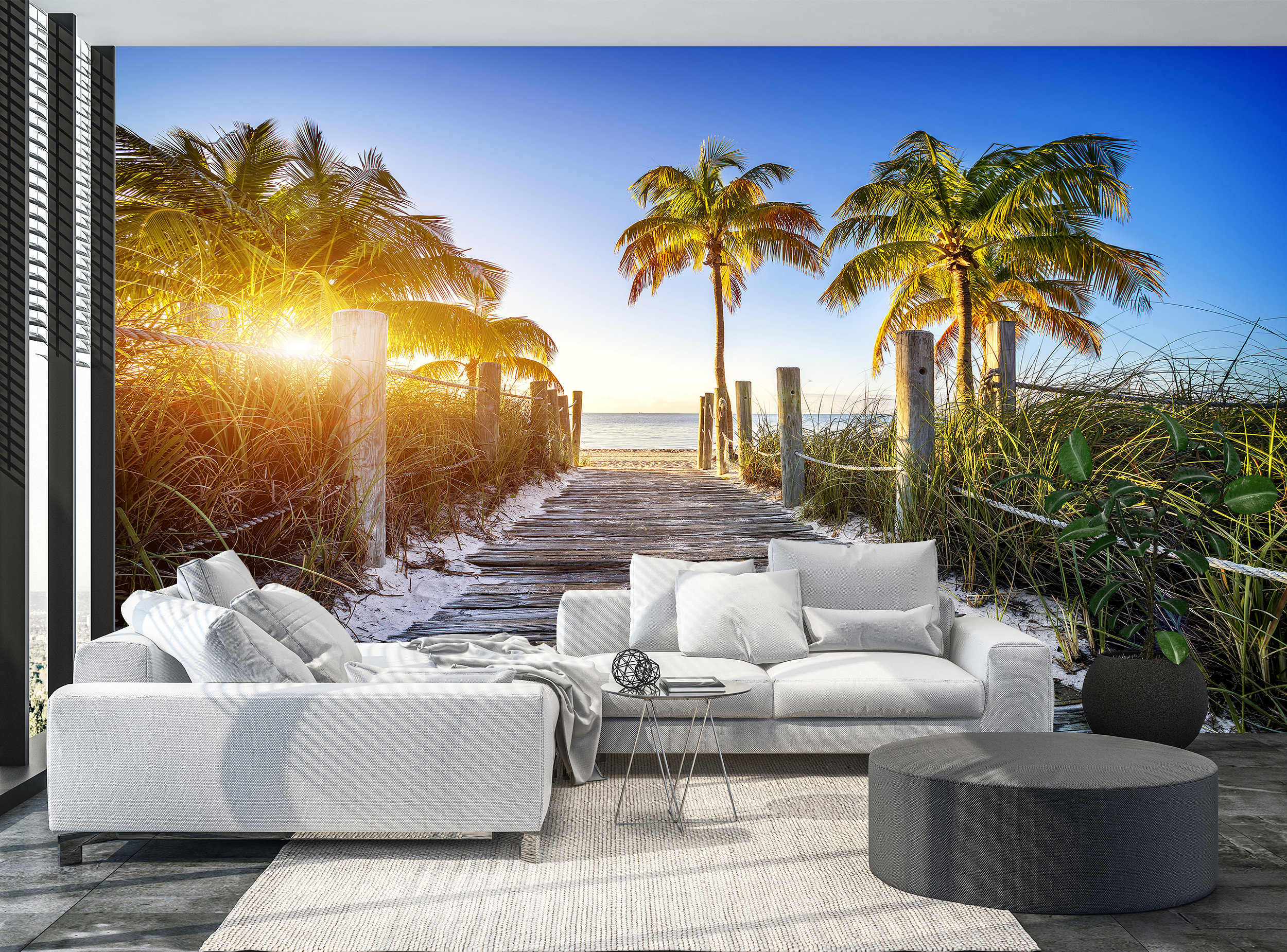 Beach Wallpaper Palm Ocean Wall Mural Peel and Stick Etsy Ireland