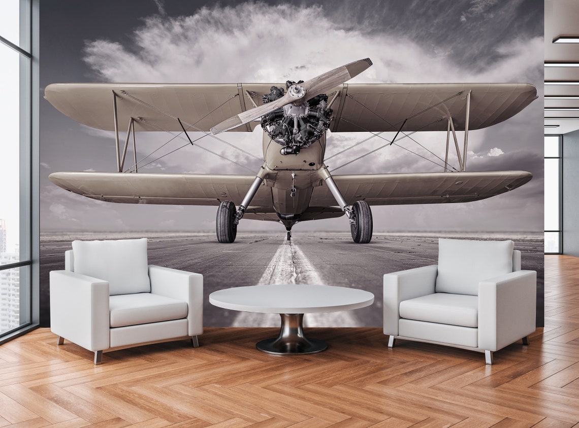 Airplane Wallpaper Self Adhesive Peel and Stick Runway - Etsy
