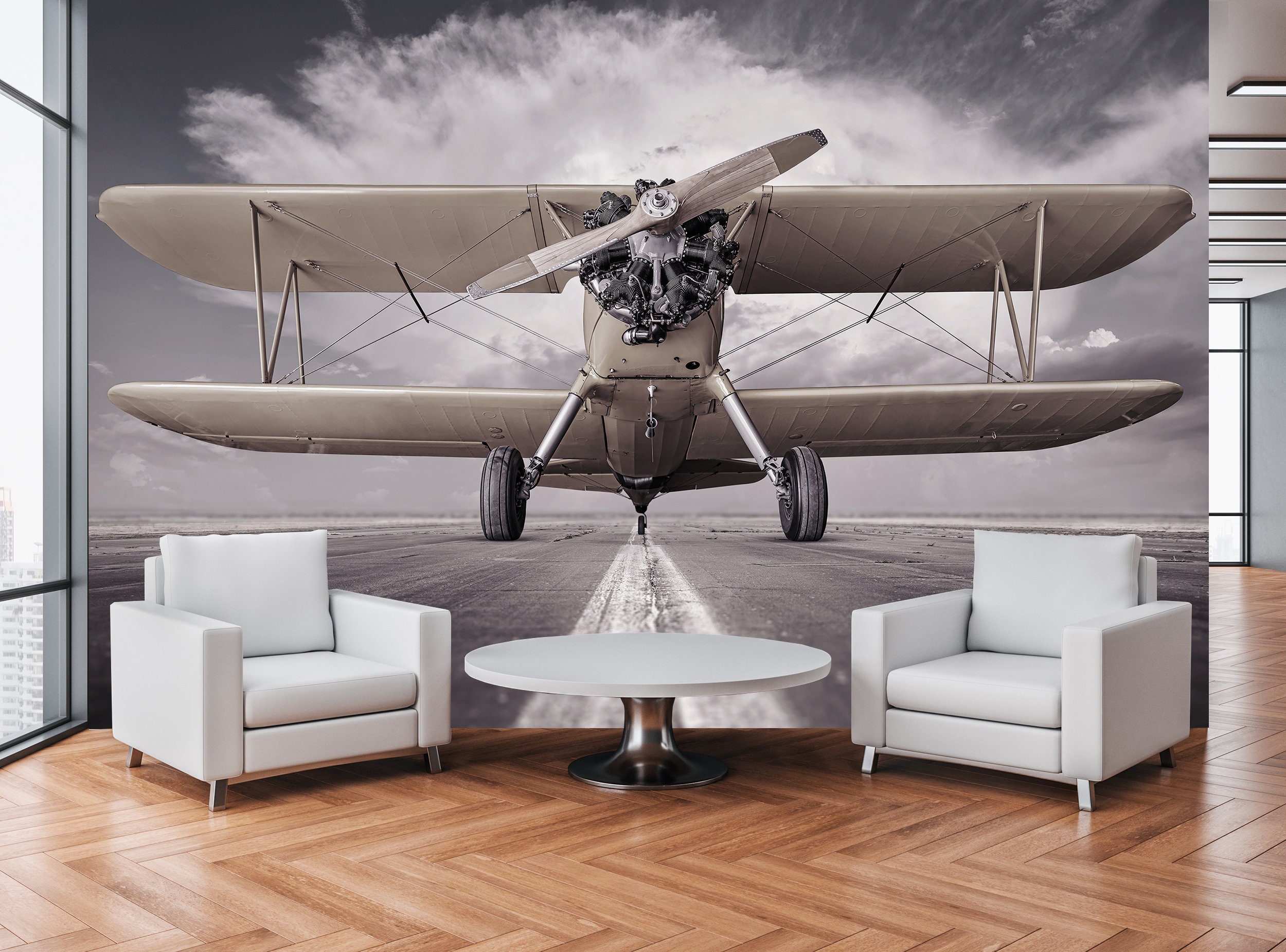 Airplane Wallpaper Self Adhesive Peel and Stick Runway - Etsy