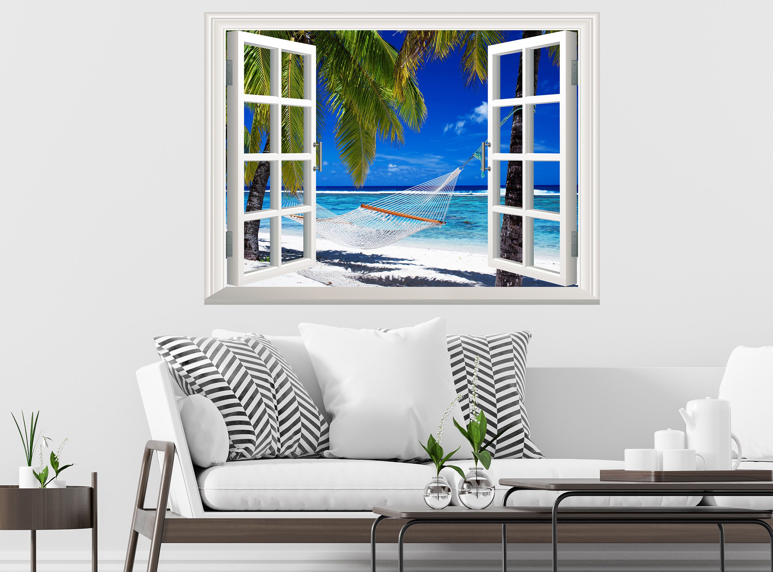 Tropical Beach Wall Decal Wall Sticker 3D Window Effect View Etsy