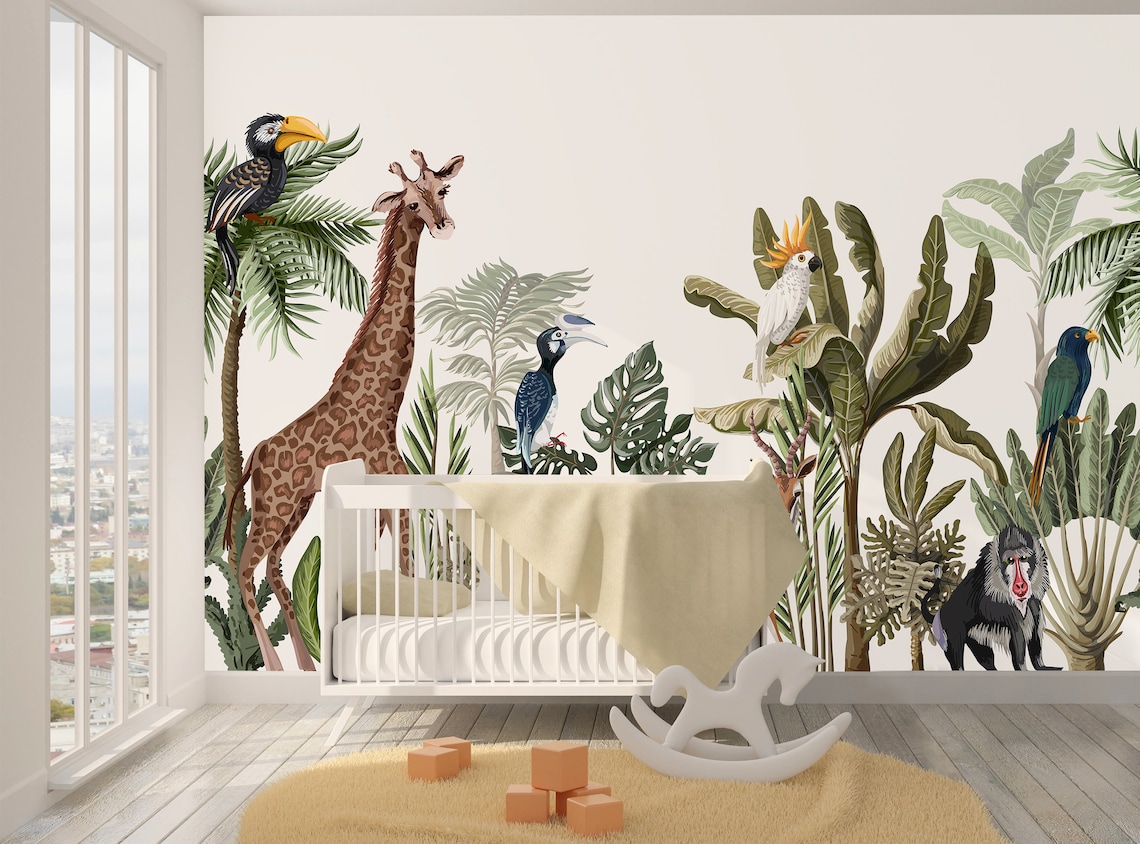 Jungle Wallpaper Safari Animals Peel and Stick Removable - Etsy Australia