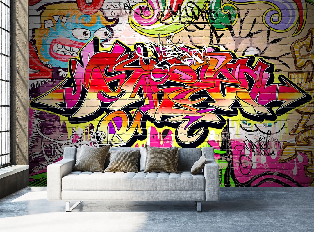 Graffiti Wallpaper / Graffiti Peel and Stick Wallpaper / Teenager Wall