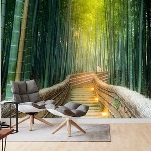 Bamboo Forest Road Wallpaper Mural: Peel and Stick Wall Decor